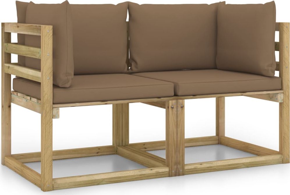 vidaXL Ogrodowe siedziska narożne, poduszki 2 szt., impregnowana sosna