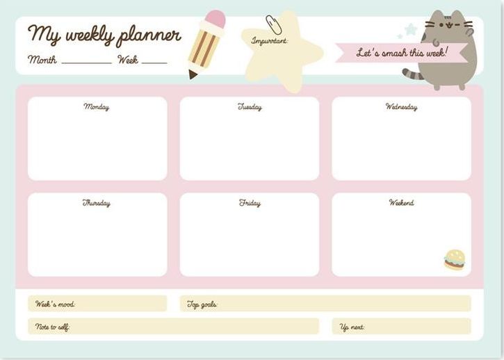 Pusheen Planner tygodniowy z kolekcji Foodie