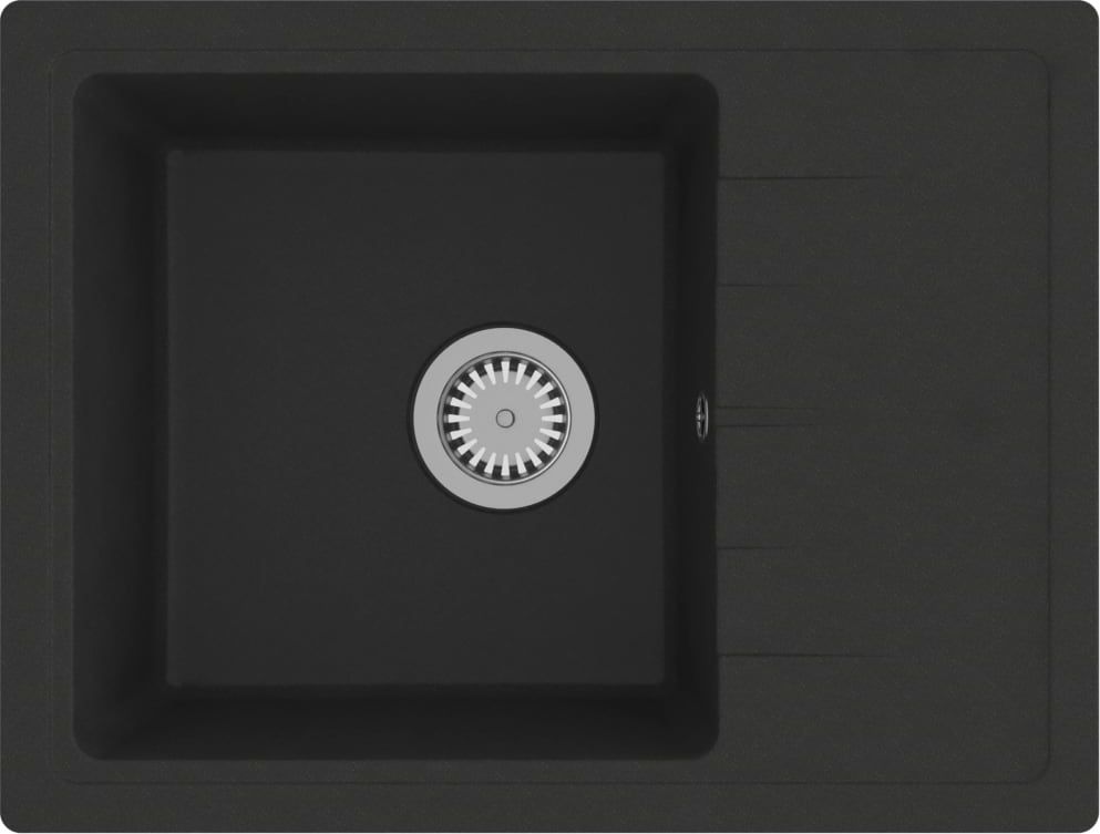 Zlewozmywak vidaXL Owalny kuchenny z otworem przelewowym, czarny, granitowy