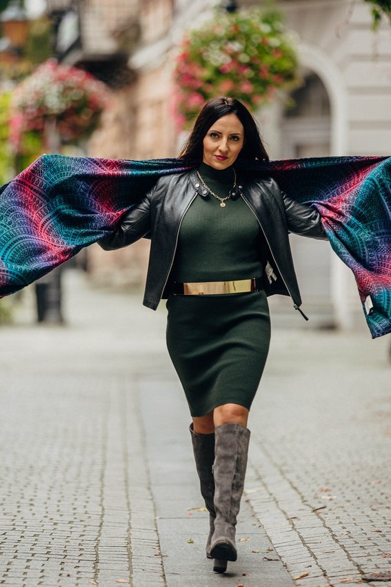 LennyLamb Chustowy Szal LennyLamb - Pawi Ogon Czarny Opal