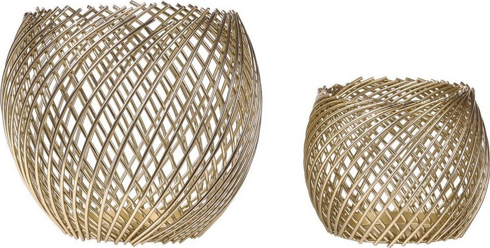 Beliani Zestaw dwóch świeczników metalowych złoty TANDUY