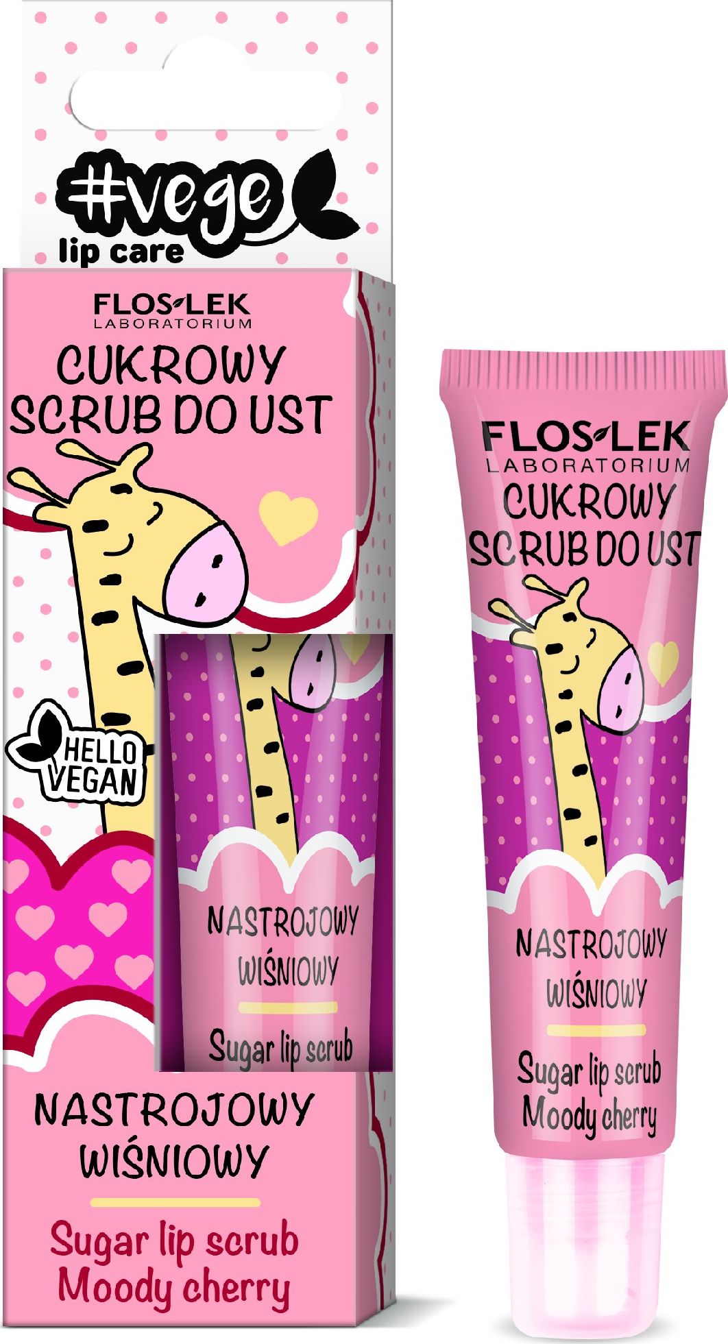 Floslek Floslek Lip Care Vege Cukrowy Scrub do ust Nastrojowy Wiśniowy 14g