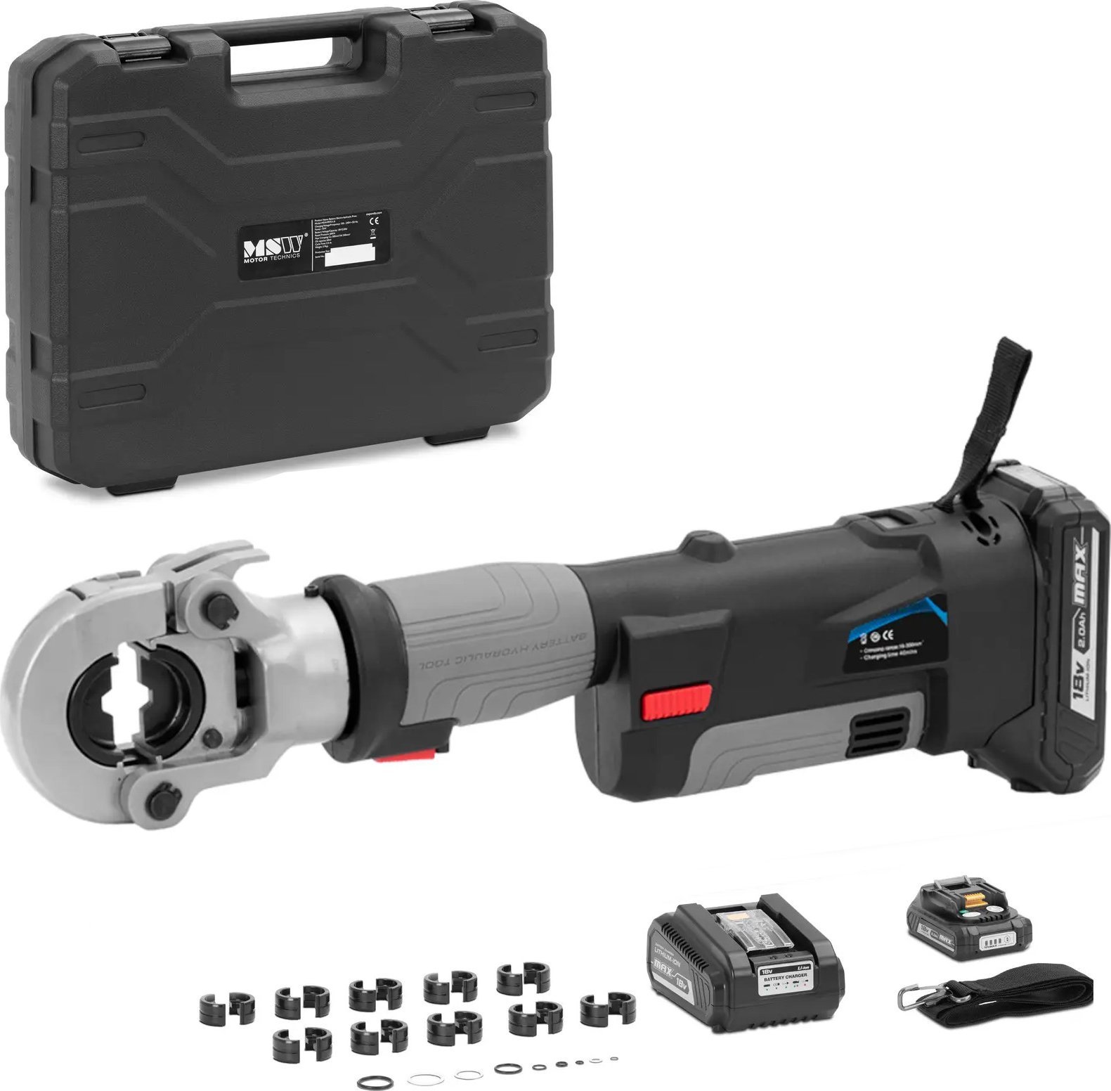 MSW Zaciskarka prasa do kabli akumulatorowa 16-300 mm2 60 kN Zaciskarka prasa do kabli akumulatorowa 16-300 mm2 60 kN