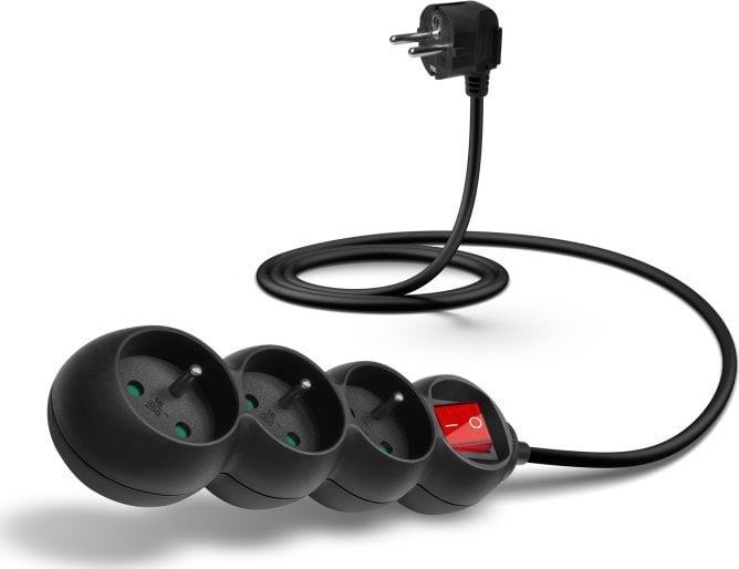Kabel zasilający Connect IT CONNECT IT przedłużacz 230 V, 3 gniazdka, 1,5 m, z włącznikiem (czarny)