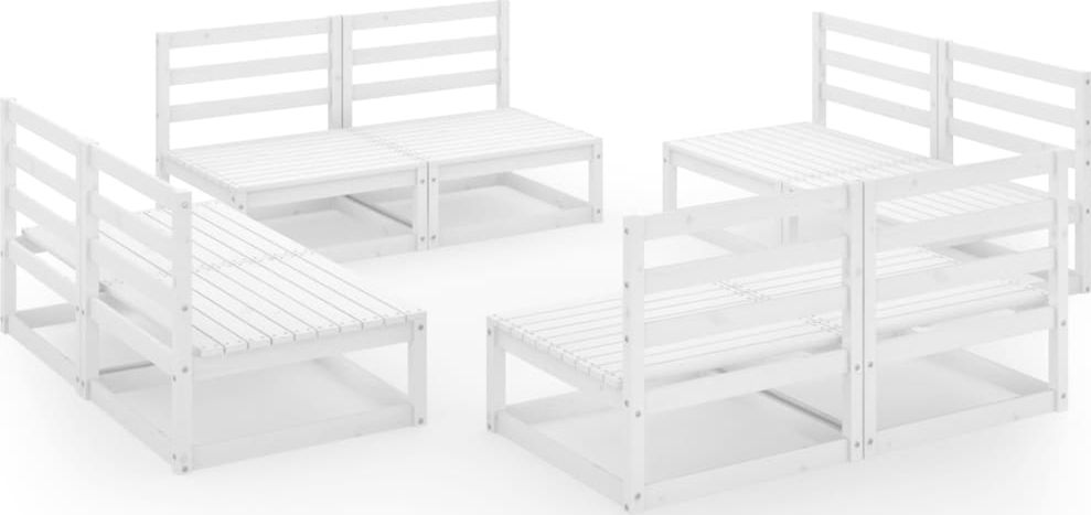 vidaXL 8-cz. zestaw mebli wypoczynkowych do ogrodu, biały, sosnowy