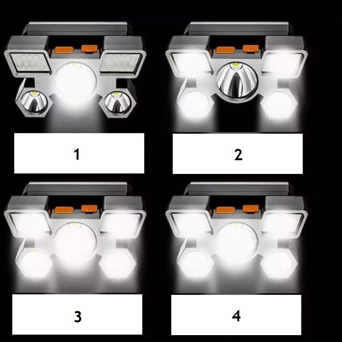 LATARKA CZOŁOWA CZOŁÓWKA 5 x LED MOCNA XPE USB AKU