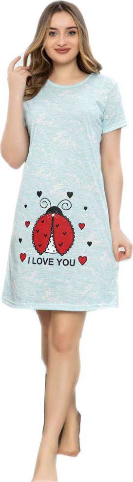 Pantofelek24 Miętowa koszula nocna z biedronką /H2-K45 P2 S194/ M