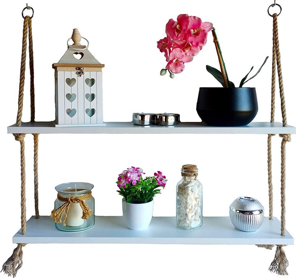 Elior Biała półka wisząca do salonu - Herizo 2X