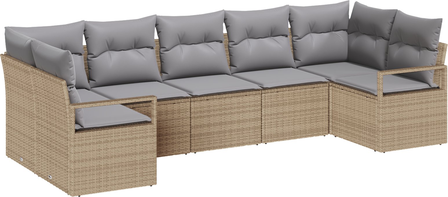 Zestaw Sof Ogrodowych vidaXL 7-częściowy z Poduszkami Beżowy z Polirattanu
