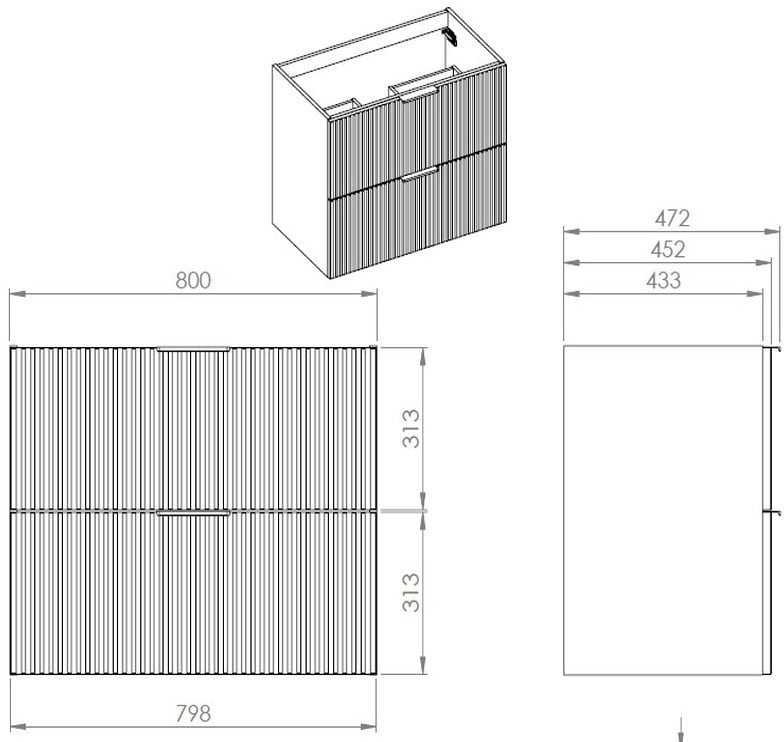 UNIT DECO MASTERJERO 80 2DR NATURAL OAK