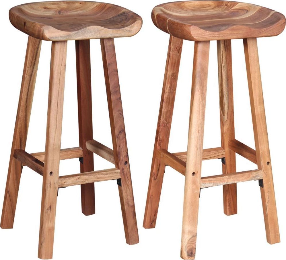 vidaXL Stołki barowe, 2 szt., lite drewno akacjowe