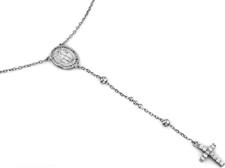 Lovrin SREBRNY NASZYJNIK 925 RÓŻANIEC Z CYRKONIAMI