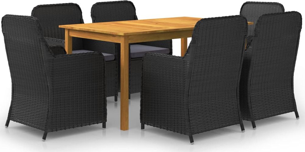 vidaXL 7-częściowy zestaw mebli ogrodowych, czarny