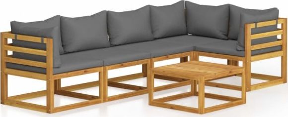 vidaXL 6-cz. zestaw wypoczynkowy do ogrodu, poduszki, drewno akacjowe