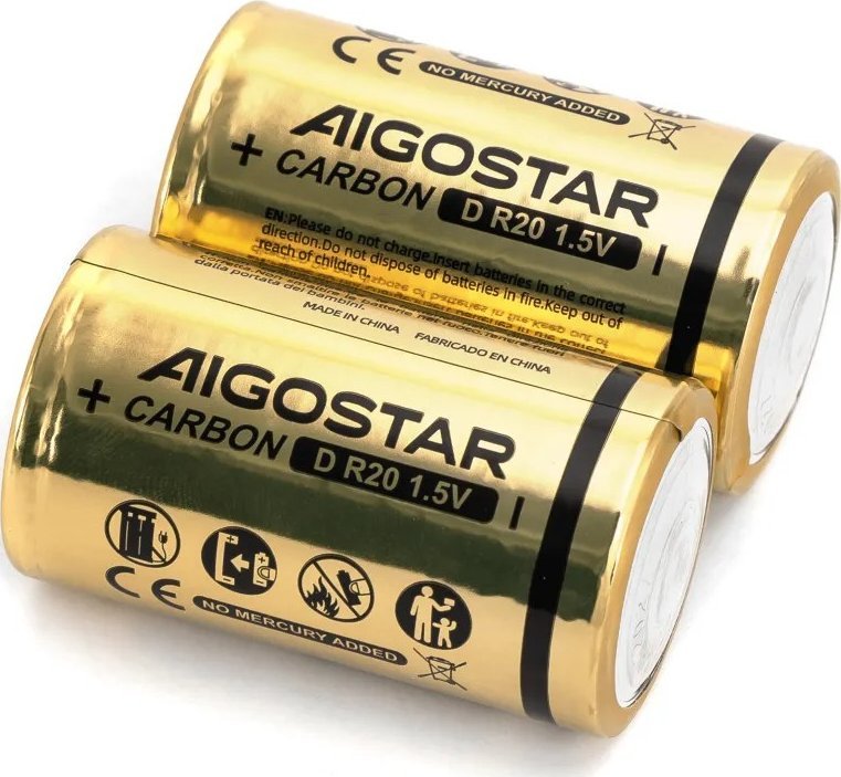 Aigostar Bateria alkaliczna cynkowo-węglowa R20D 1.5V opakowanie 2 szt. Bateria alkaliczna cynkowo-węglowa R20D 1.5V opakowanie 2 szt.