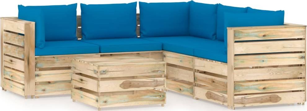 vidaXL 6-cz. zestaw wypoczynkowy do ogrodu, z poduszkami, drewniany