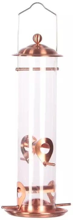 Karmnik dla ptaków, metalowy, wiszący, z ozdobnym daszkiem 16x16x37,5 cm