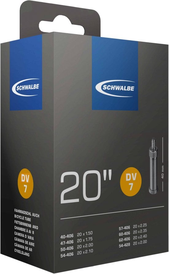 Schwalbe 10415611, Dunlop valve, 20", 40 - 62 mm, 4 cm, Rubber, Black