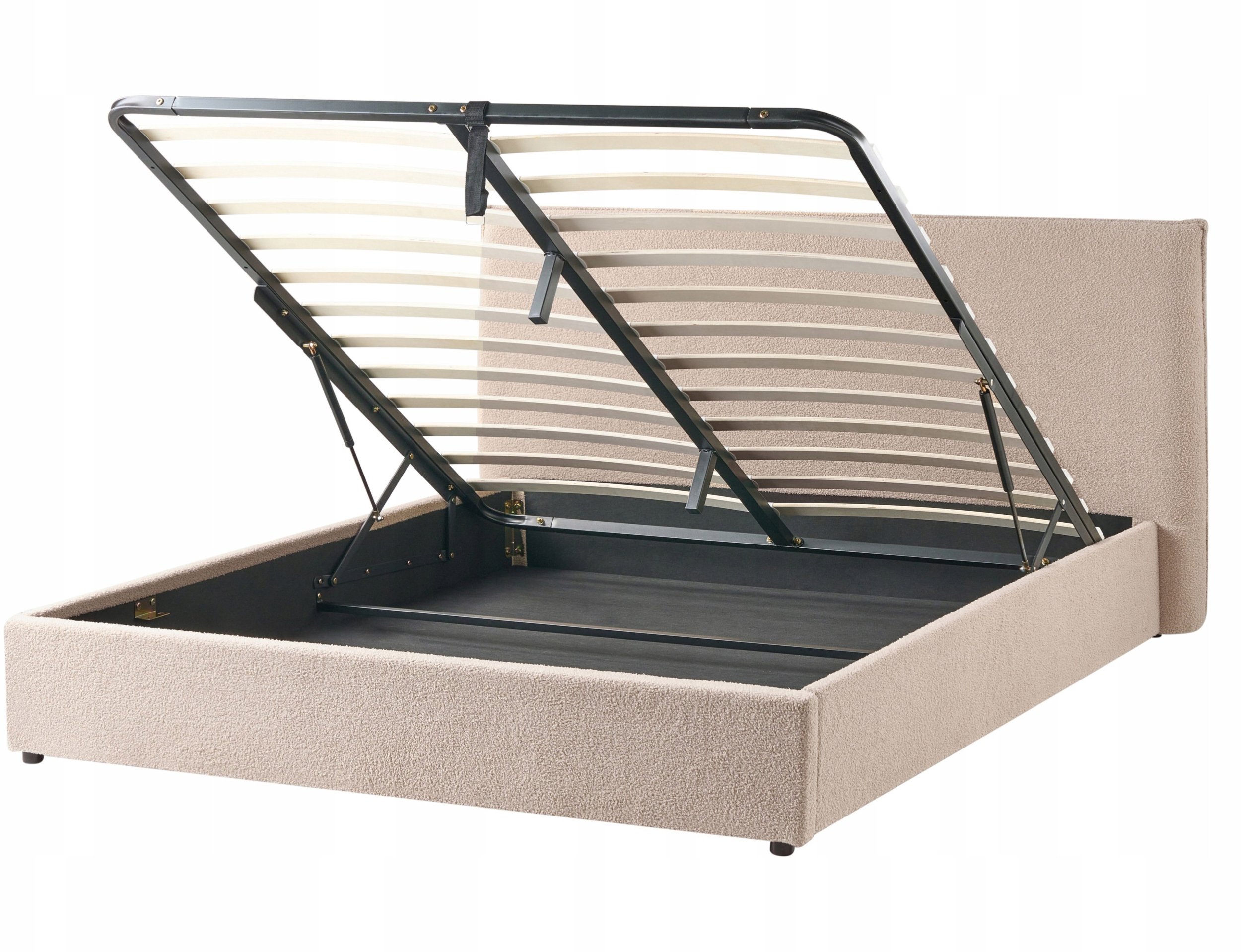 Łóżko z pojemnikiem Boucle LAVAUR 160 x 200 cm Beżowoszary