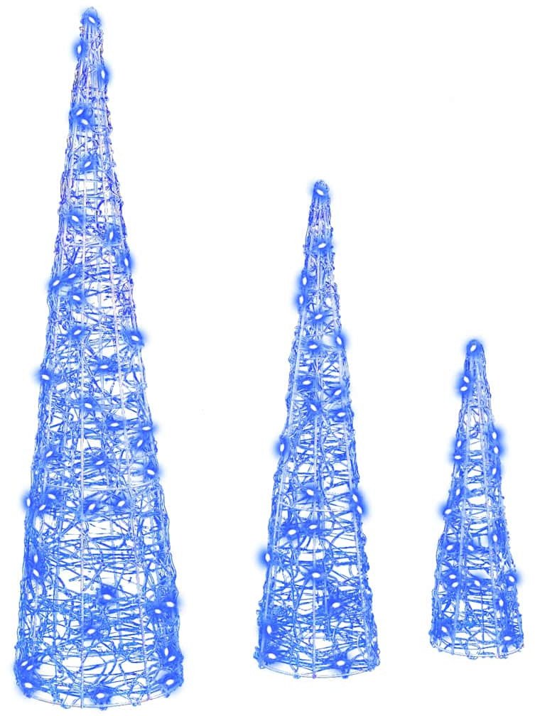 vidaXL Choinka z 90 diodami LED 3 pcs Niebieski 20 x 20 x 80 cm Akryl