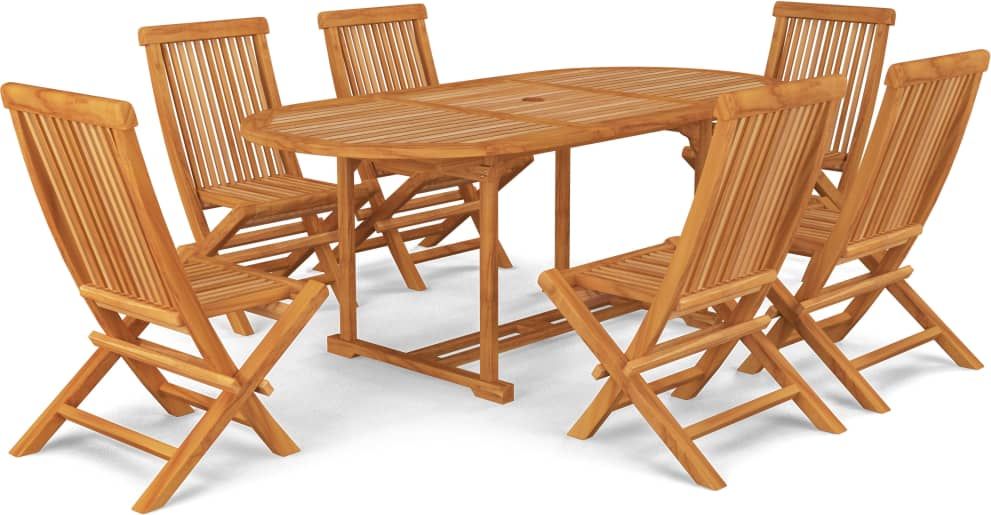 vidaXL 7-cz. zestaw mebli ogrodowych, lite drewno tekowe