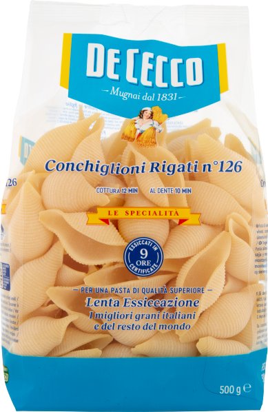 Makaron Le specialita' Conchiglioni Rigati n126 500g - De Cecco