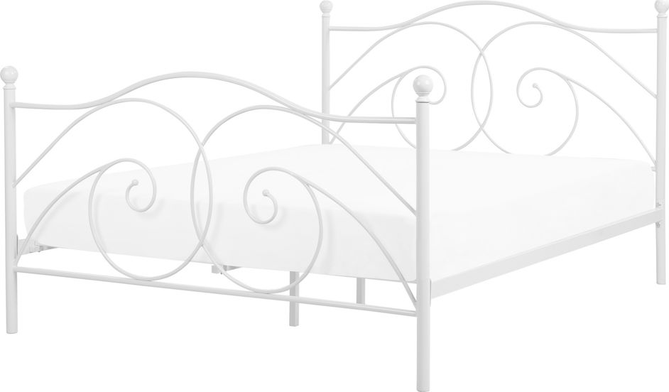 Beliani Łóżko metalowe 160 x 200 cm białe DINARD