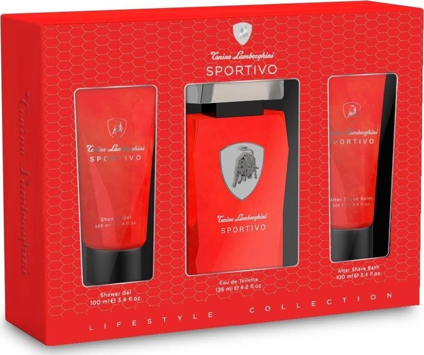 Tonino Lamborghini Sportivo zestaw woda toaletowa spray 125ml + balsam po goleniu 100ml + żel pod prysznic 100ml