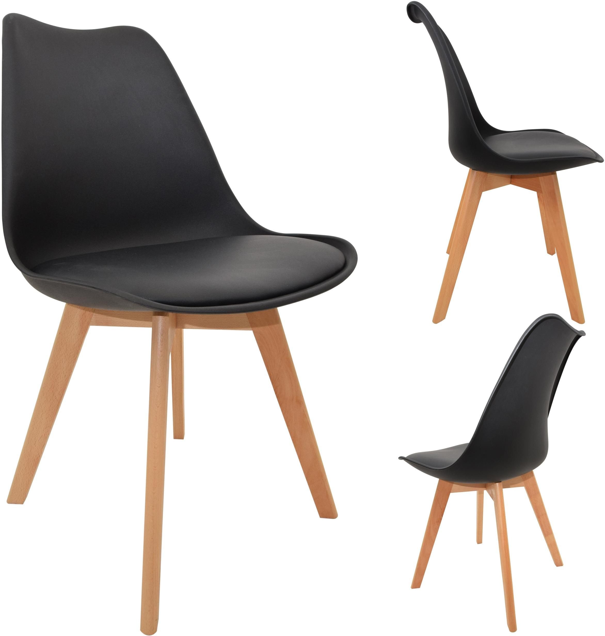 Krzesło skandynawskie czarne ekoskóra nogi bukowe do salonu i jadalni