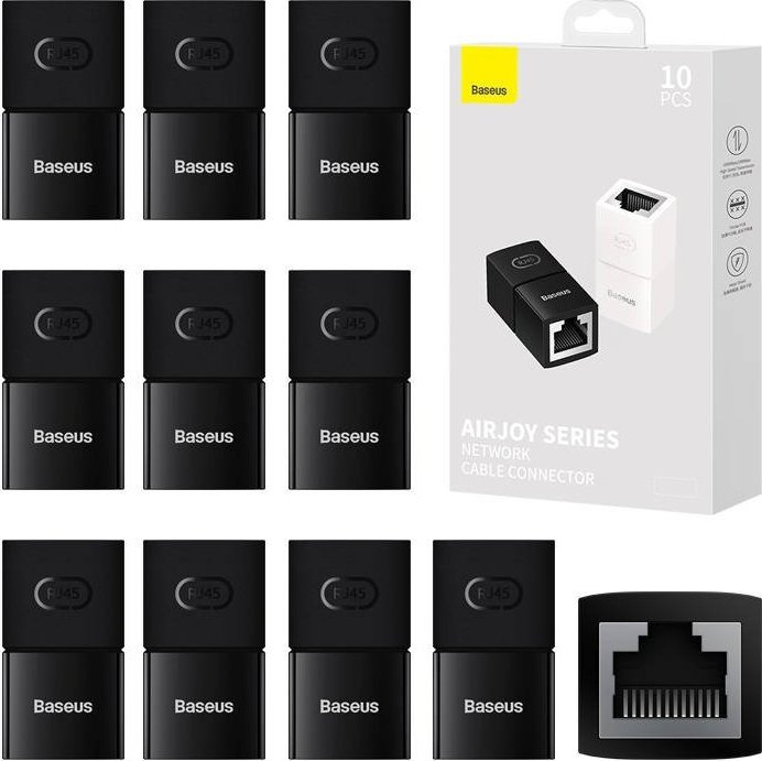 Baseus Złączka sieciowa Baseus, 10 sztuk, AirJoy series (czarny)