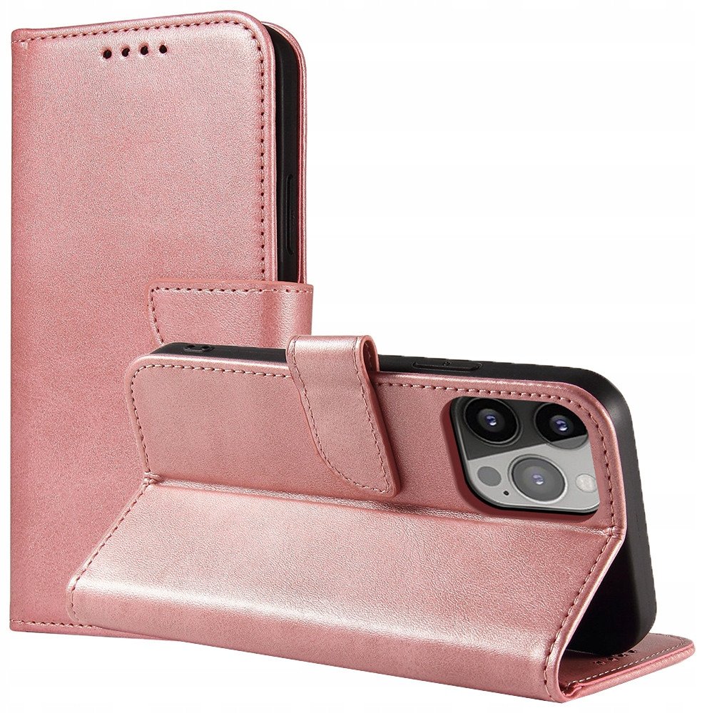 Hurtel Etui portfel z klapką podstawką do iPhone 15 Pro Magnet Case - różowe