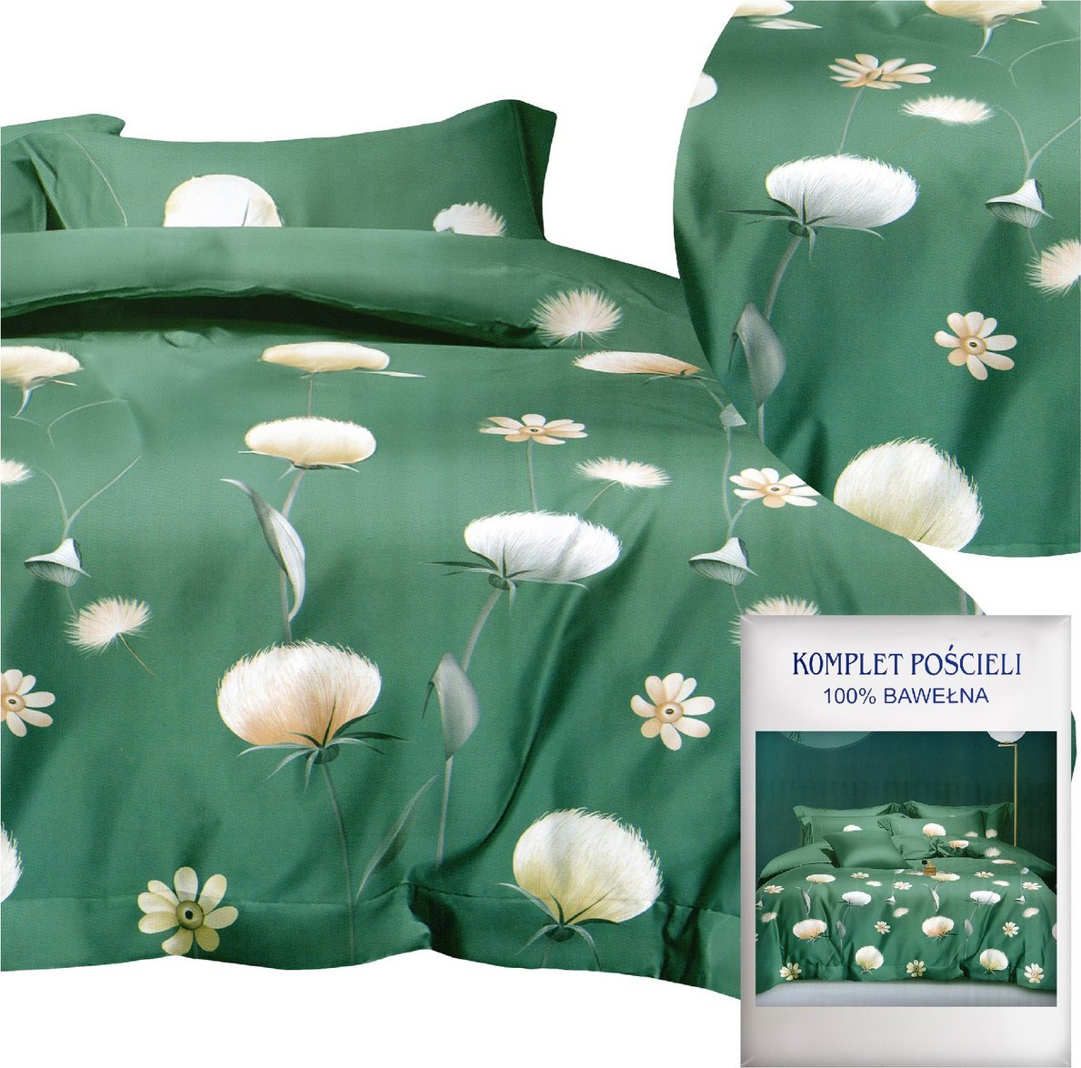 LOZKOHOLICY.PL Sp.z o.o. Sp. K. Pościel 200 x 220 3cz Satyna Bawełniana nr A1780