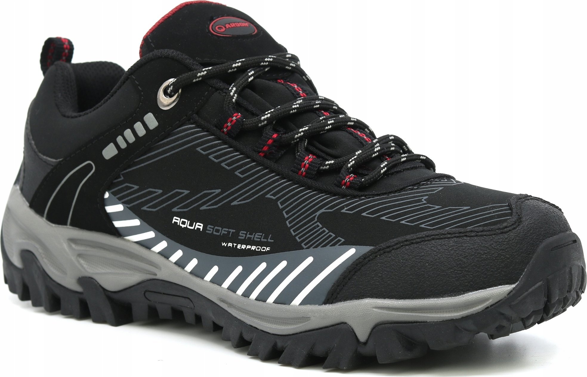 Ardon ARDONFORCE - bardzo lekkie półbuty, wzmocniony nosek i zapiętek, materiał softshell, membrana wodoodporna, nadruki odblaskowe - czarny G3177 43