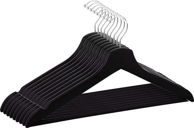 Springos Wieszaki na ubrania drewniane zestaw 9 szt. czarne UNIWERSALNY