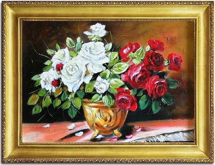 GO-BI Obraz Roze ręcznie malowany 53x64cm uniwersalny
