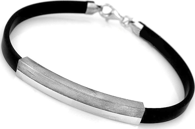 Lovrin SREBRNA BRANSOLETKA 925 Z KAUCZUKIEM I BLASZKĄ