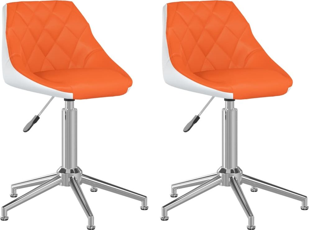 vidaXL Obrotowe krzesła stołowe, 2 szt., pomarańczowo-białe, ekoskóra