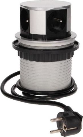 Orno Gniazdo meblowe wysuwane z blatu 4x230V, srebrny, 1,5m