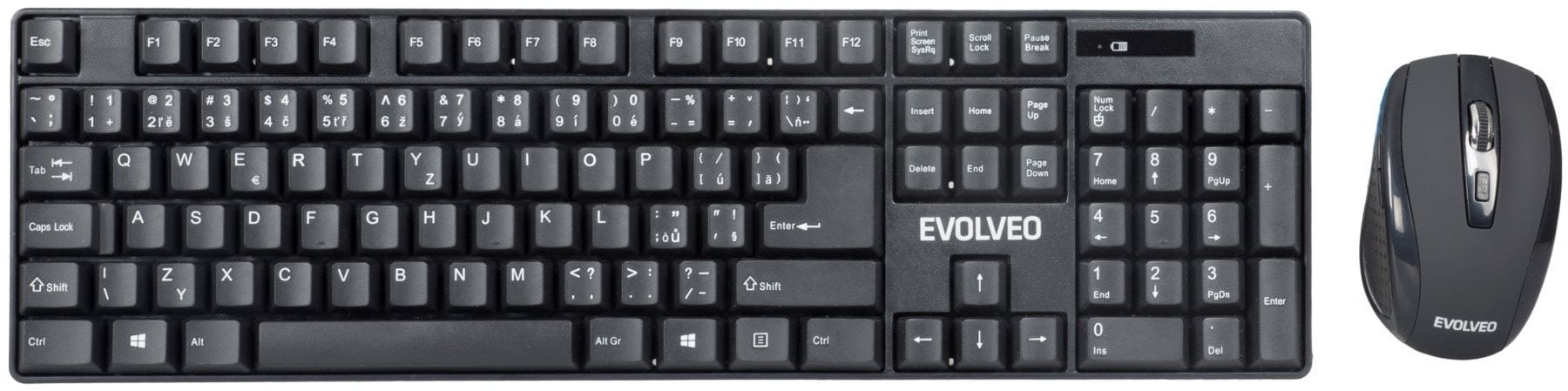 Evolveo WK-142 klawiatura Dołączona myszka Uniwersalne RF Wireless Czeski Czarny