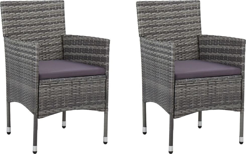 vidaXL krzesła ogrodowe, 2 sztuki, rattan PE, szare (46180)