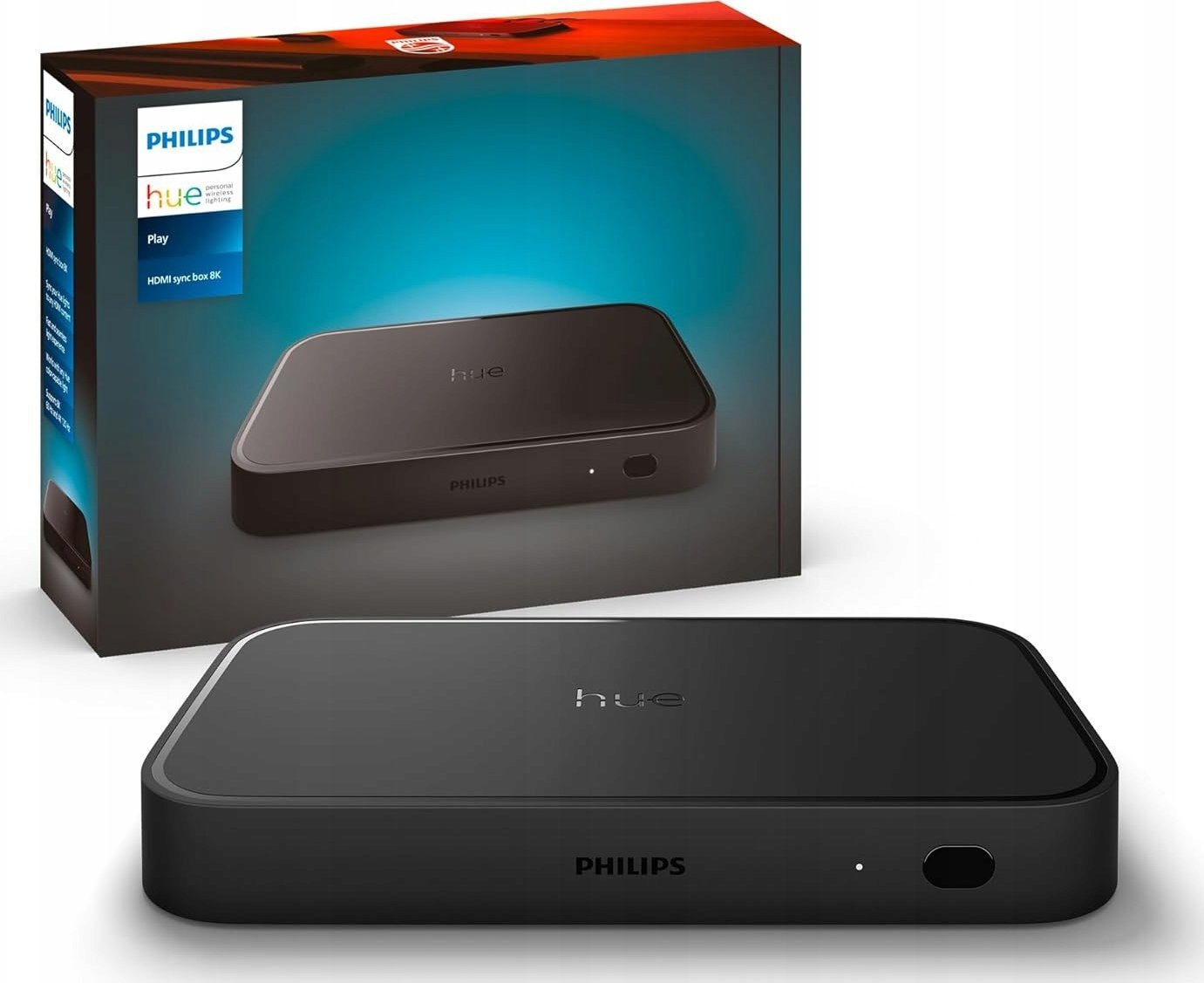 Philips Hue Play HDMI 8K synchronizuje do 10 lamp żarówki LED nowe