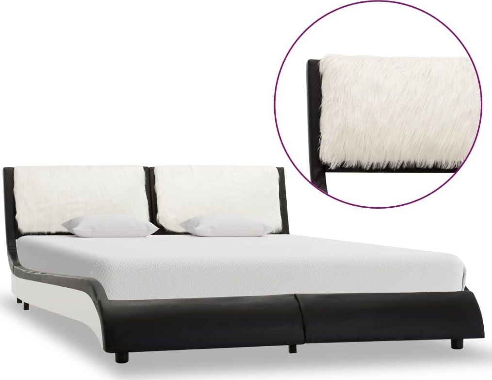 vidaXL Rama łóżka, czarno-biała, sztuczna skóra, 120x190 cm