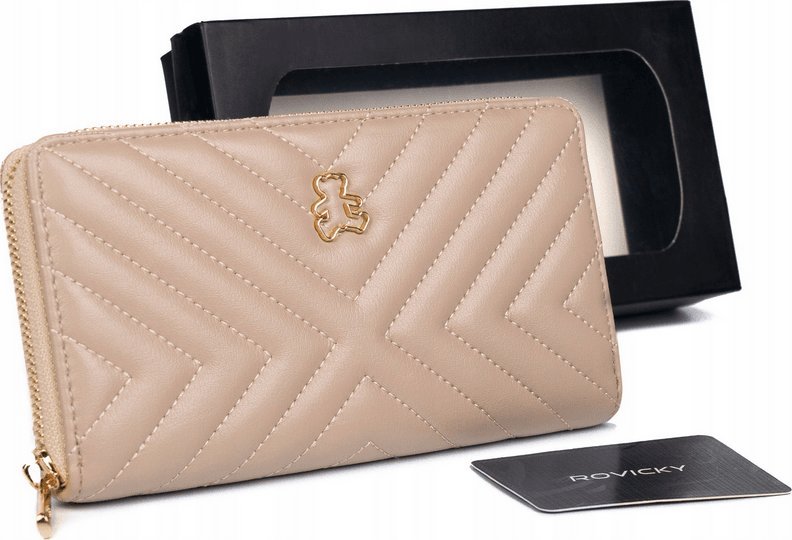 LuluCastagnette Duży, pikowany portfel damski w typie piórnika NoSize