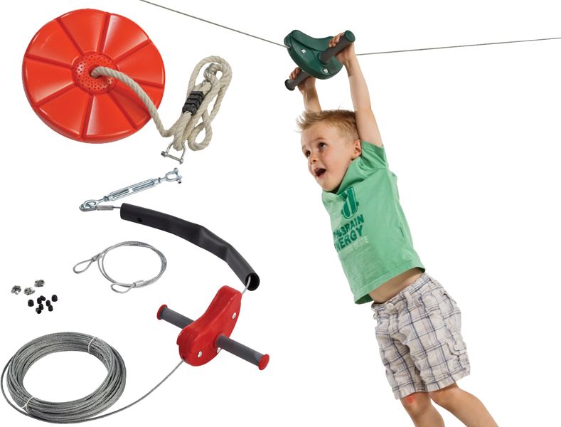 KBT Zjazd linowy na plac zabaw + plastikowe siedzisko kwiatek czerwona