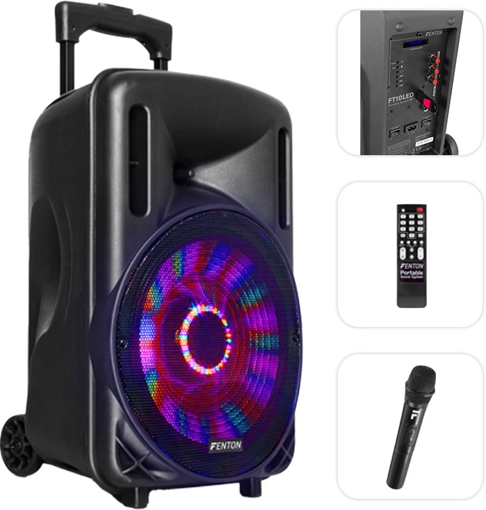 Kolumna mobilna z mikrofonem Fenton FT10LED 10 " 450W bluetooth one size