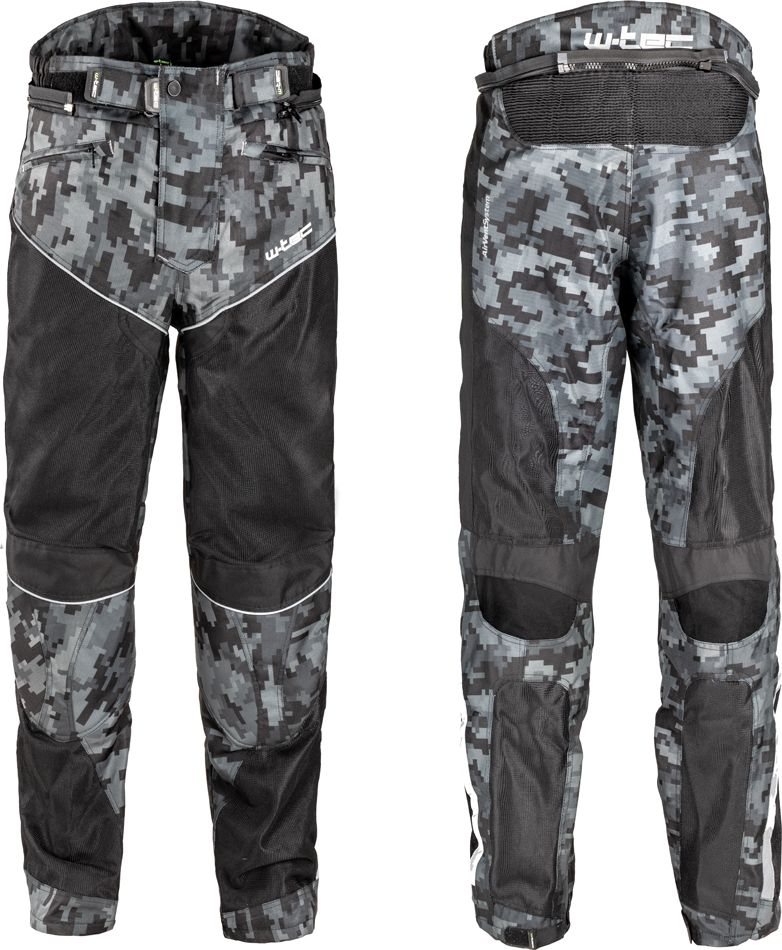 W-Tec Męskie letnie spodnie motocyklowe W-TEC Jori Kolor Black-Grey Digi-Camo, Rozmiar 3XL