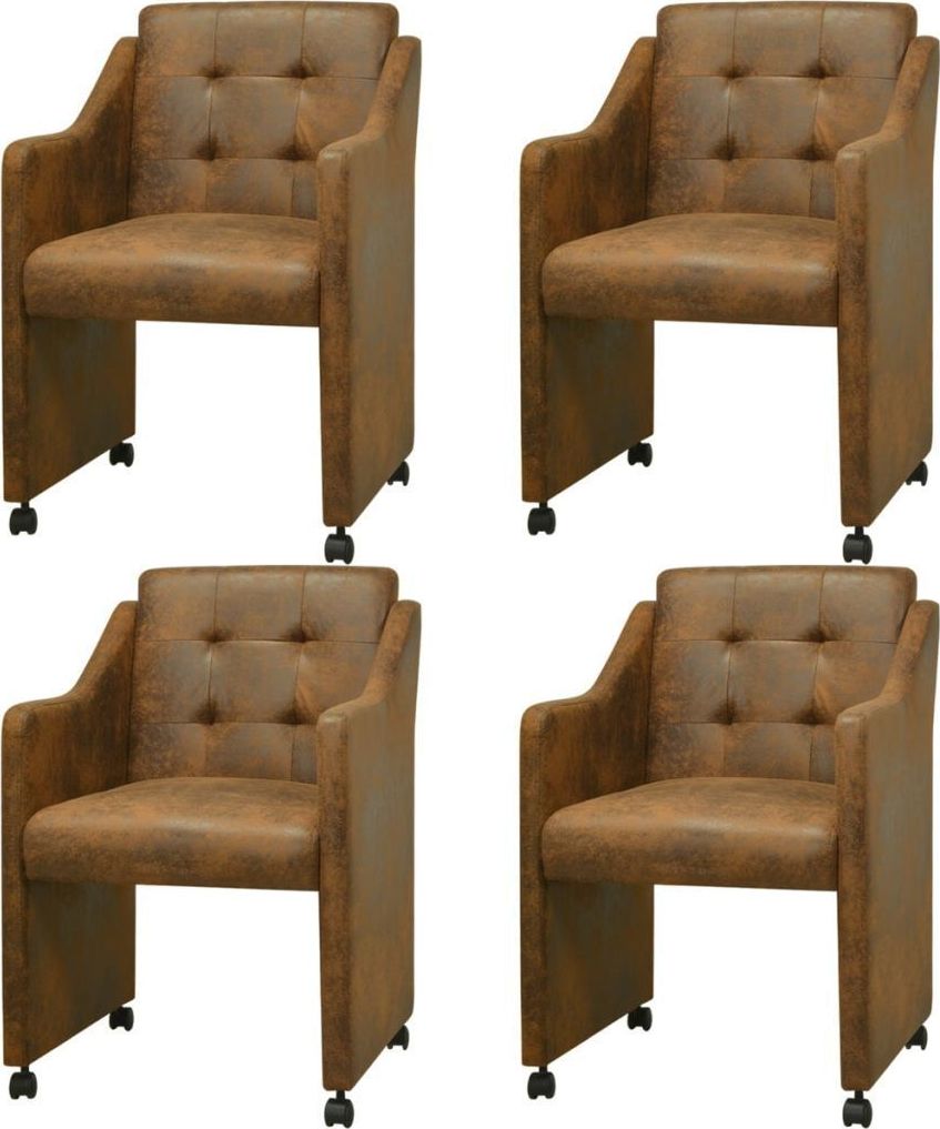 vidaXL Krzesła stołowe, 4 szt., brązowe, sztuczna skóra