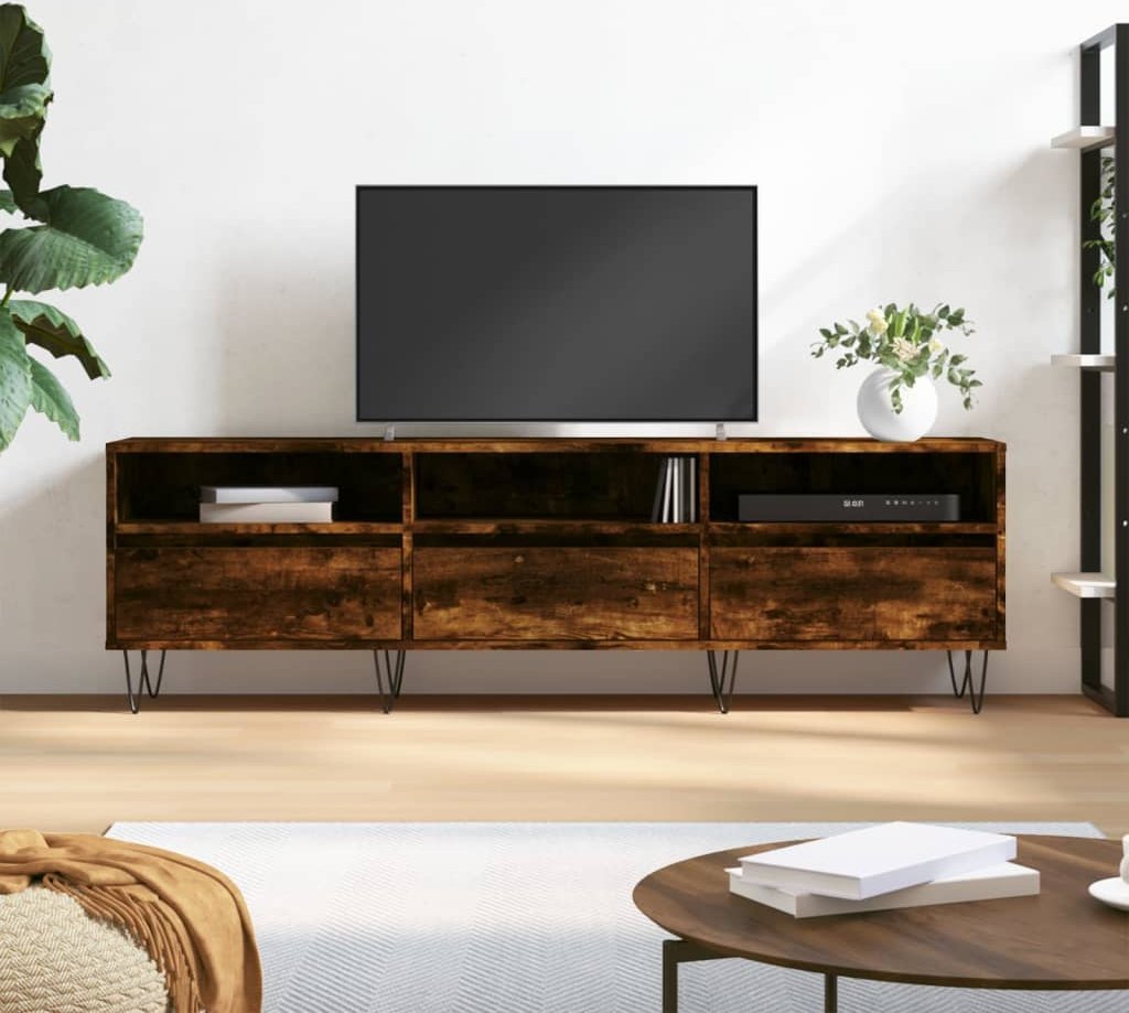 vidaXL Szafka pod TV, przydymiony dąb, 150x30x44,5 cm