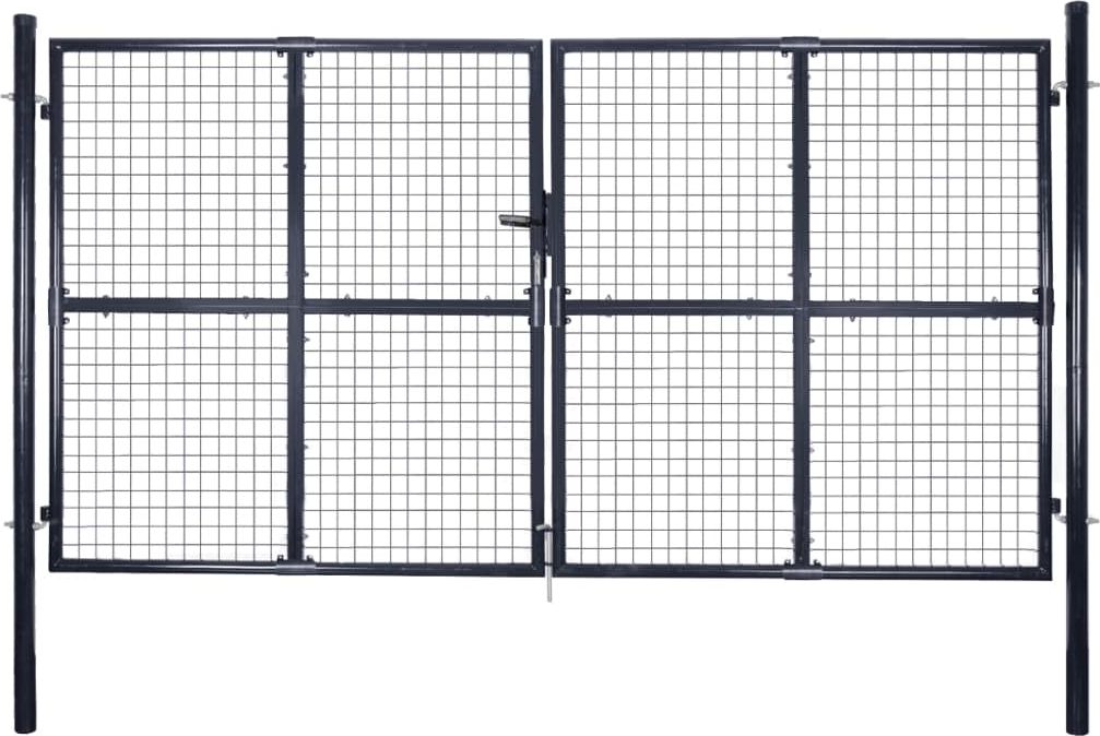 vidaXL Brama ogrodowa z siatki, galwanizowana stal, 289x200 cm, szara