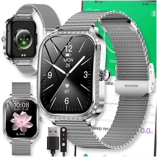 SMARTWATCH WATCH ZEGAREK AMOLED BLUETOOTH ROZMOWY MENU PL DAMSKI SMARTBAND MK88